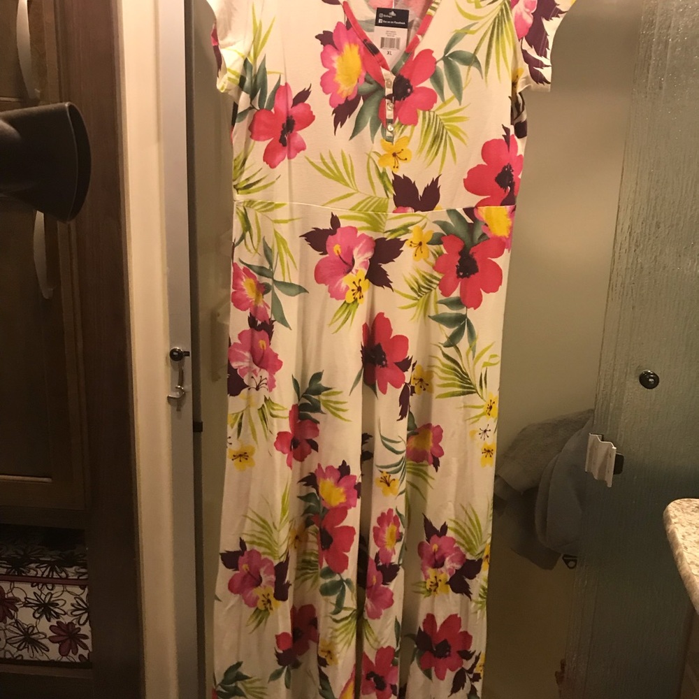 Flowered Feminine Cotton Jersey Knit Dress